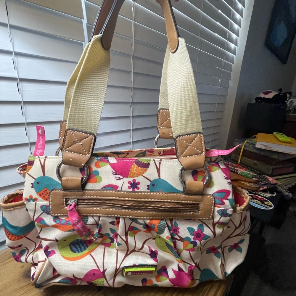 Lily Bloom Canvas Exterior Spring Bird shoulder bag  for Women